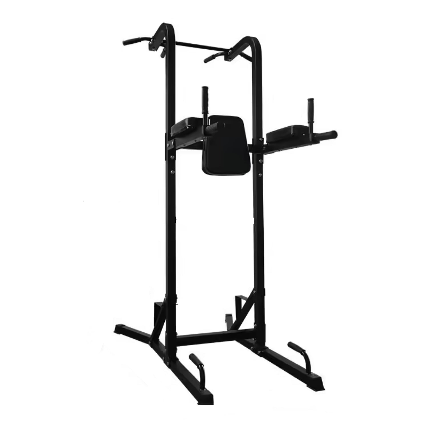 Estructura de entrenamiento negra, vista lateral, ideal para ejercicios en casa